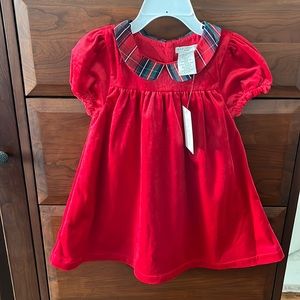 Max Studio Baby Girl red velvet holiday Dress Size 24 months, NWT, plaid collar